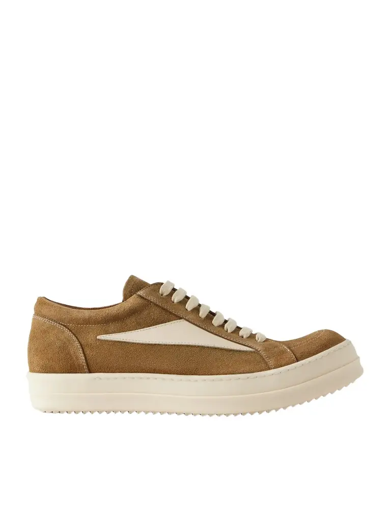 Rick Owens Vintage Full-Grain Leather-Trimmed Suede Sneakers - Men