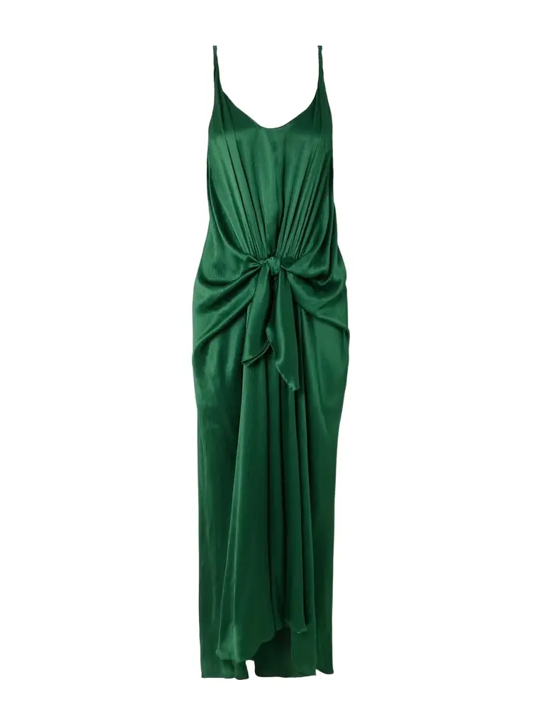 JW Anderson Tie-detailed Crinkled-silk Midi Dress