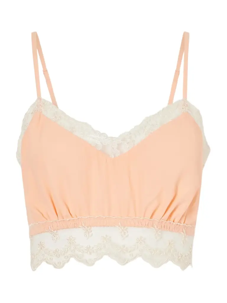 Simone Rocha Lace-trimmed Crepe De Chine Bralette