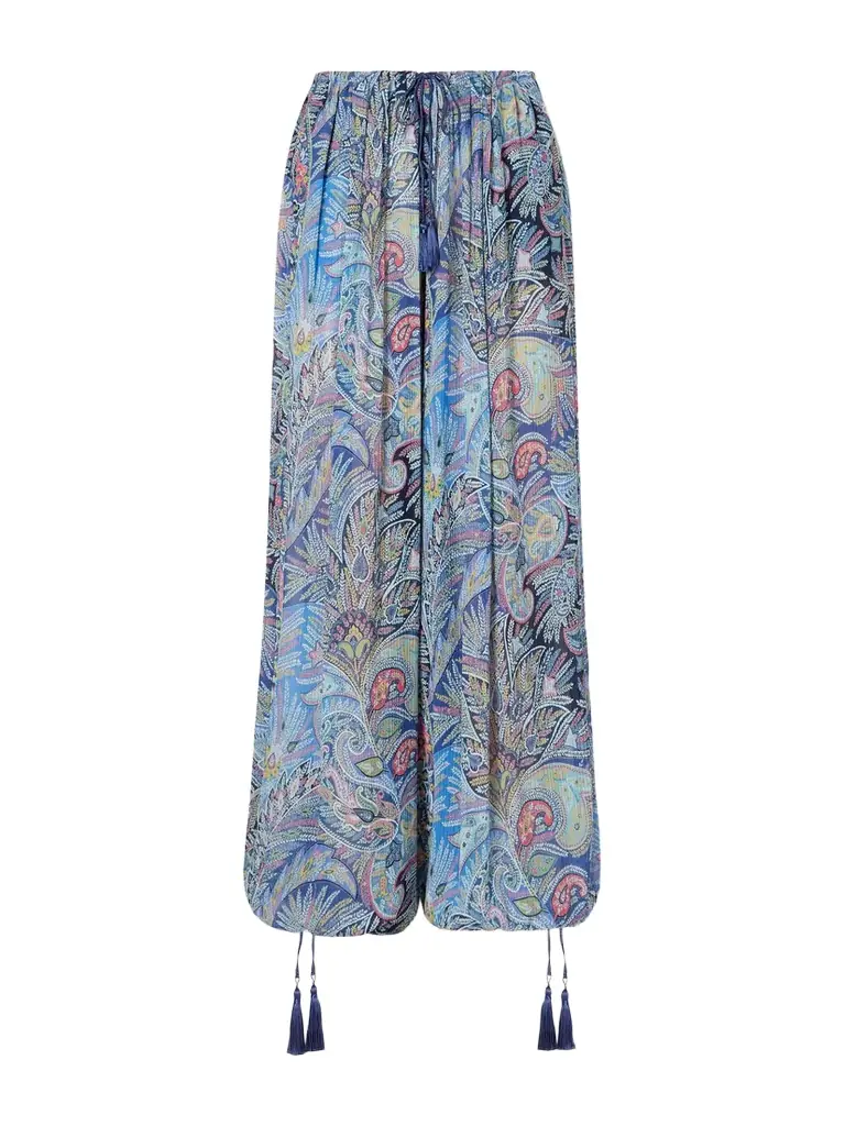 Etro Printed Crepon Wide-leg Pants