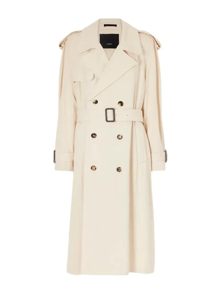 Wardrobe.NYC Double-breasted Belted Technical Shell Trench Coat