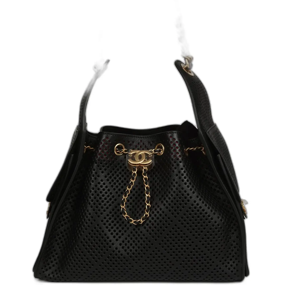 Chanel Chanel Small 25 Hobo Bag Black Perforated Calfskin Antique Gold Hardware