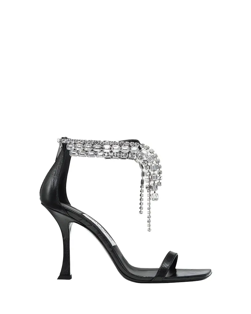 Jimmy Choo Verity Leather Crystal-Cuff Sandals