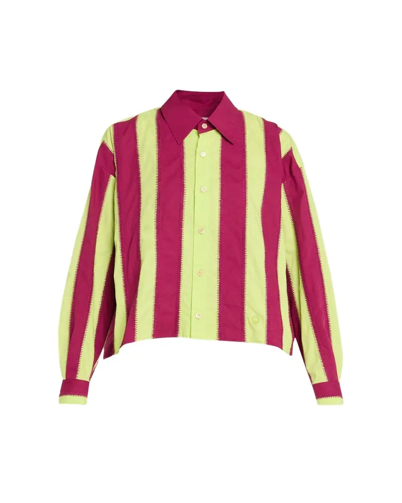 Diotima Mossman Stripe Embroidered Button-Down Shirt