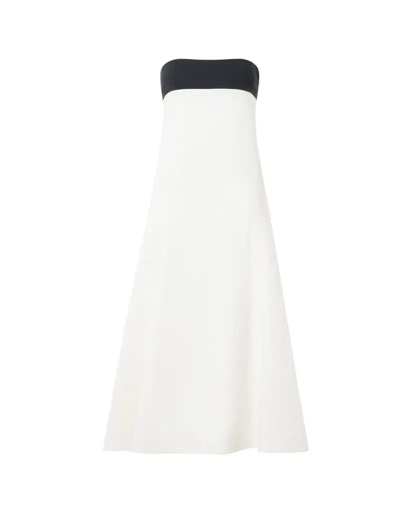 Akris Strapless Denim A-Line Ankle Dress