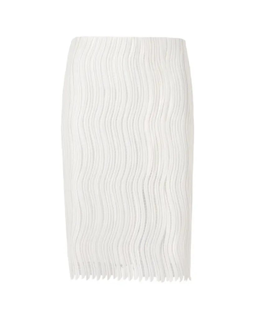 Akris Techno Wave Guipure Slit Pencil Skirt