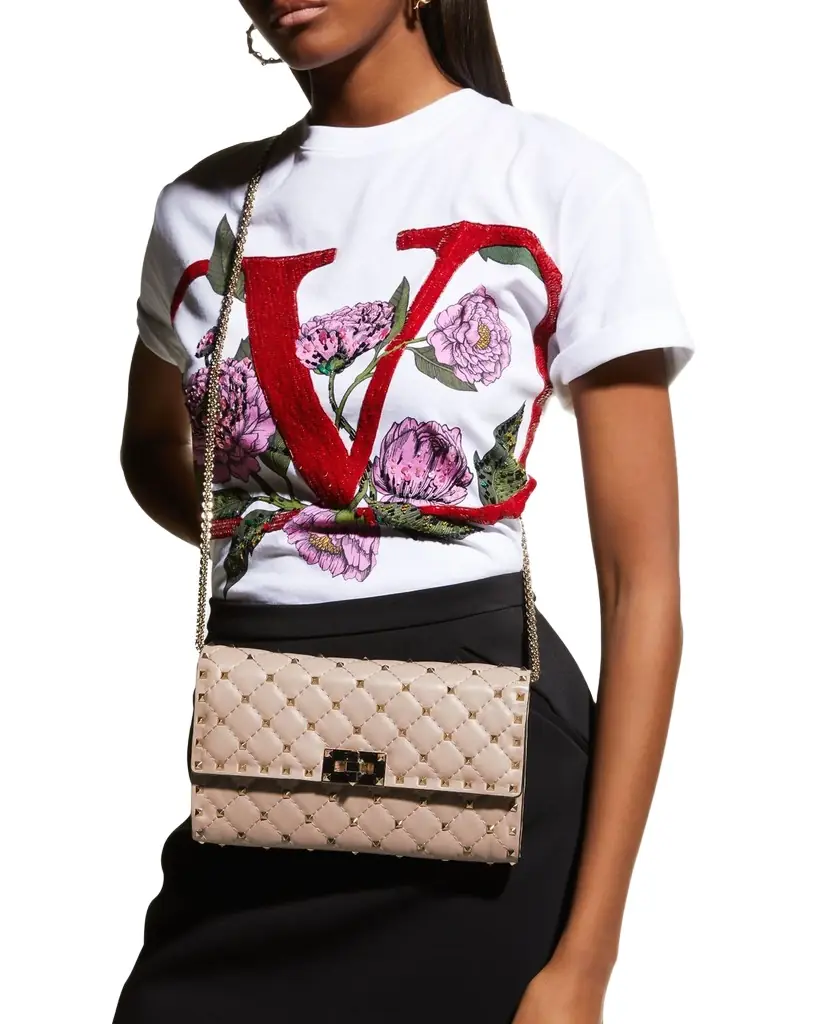 Valentino Garavani Quilted Rockstud Spike Chain Shoulder Bag