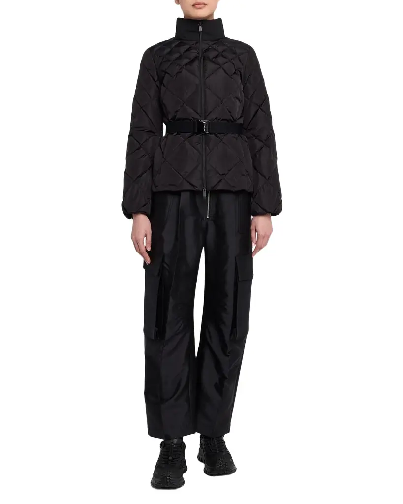 Moncler Balsamine Geometric-Quilted Short Down Jacket