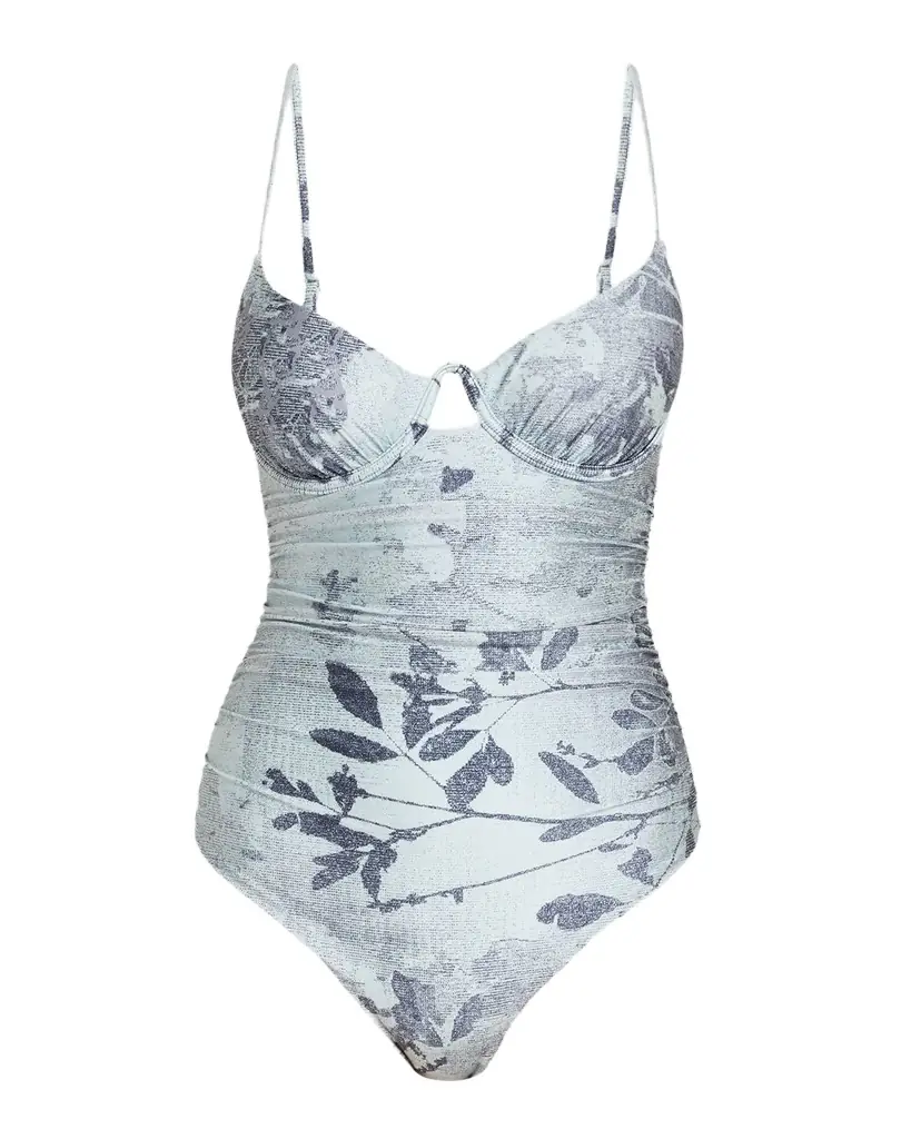 SIMKHAI Laine Floral Ruched One-Piece Swimsuit