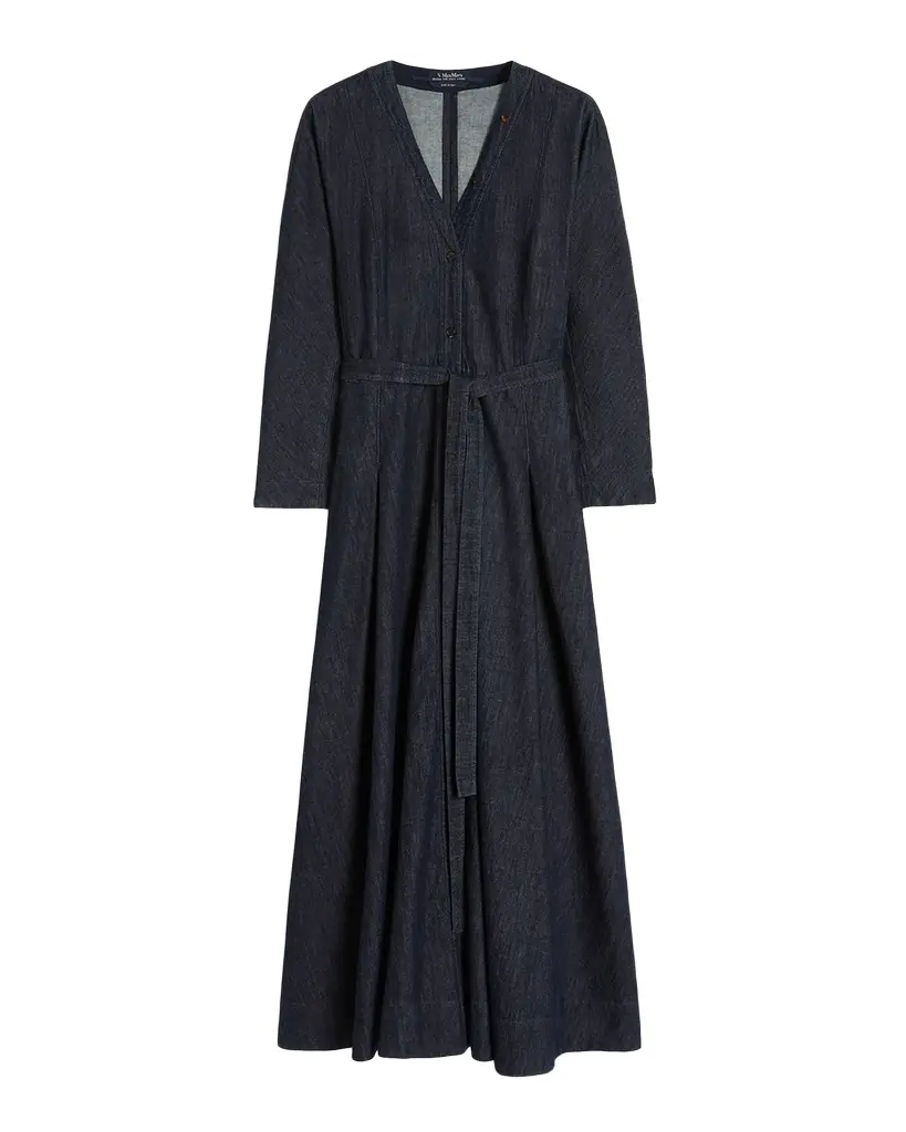 Max Mara Belted Cotton Denim Midi Dress - Women's Clothing