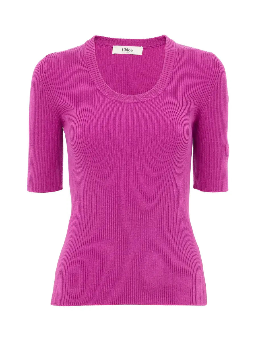 Chloé Short-Sleeve Wool Sweater
