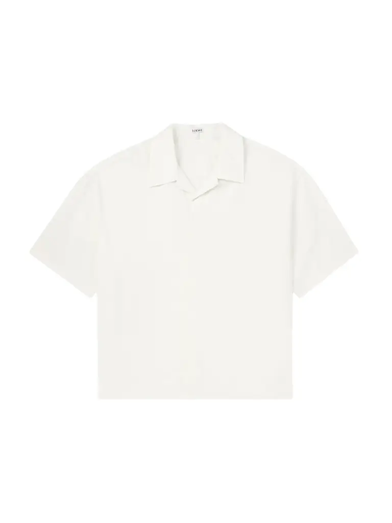 Camp-Collar Logo-Embroidered Cotton-Twill Shirt - Men