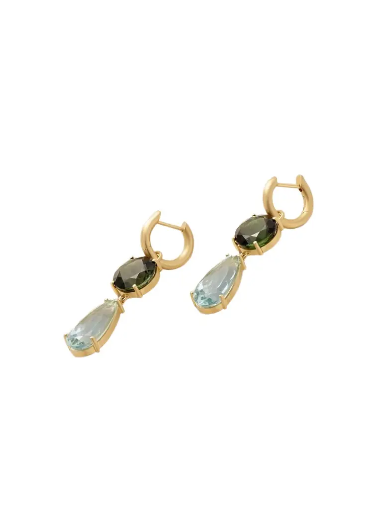 Irene Neuwirth Gemmy Gem 18-karat Gold, Aquamarine And Tourmaline Earrings