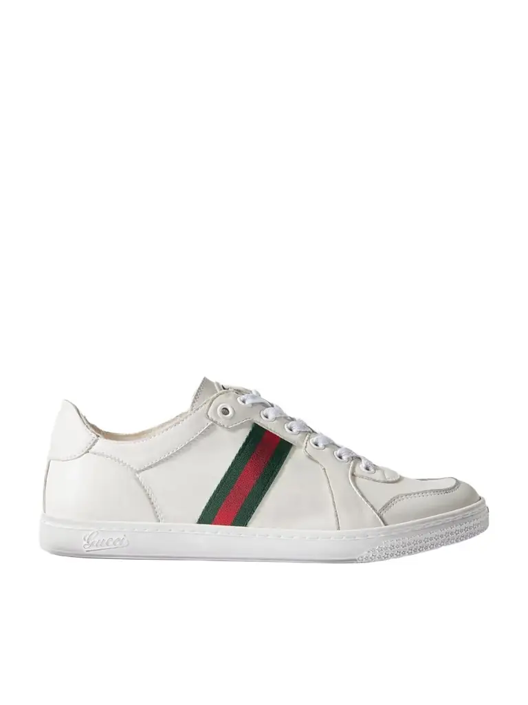 Gucci Stretch Distressed Webbing-trimmed Leather Sneakers