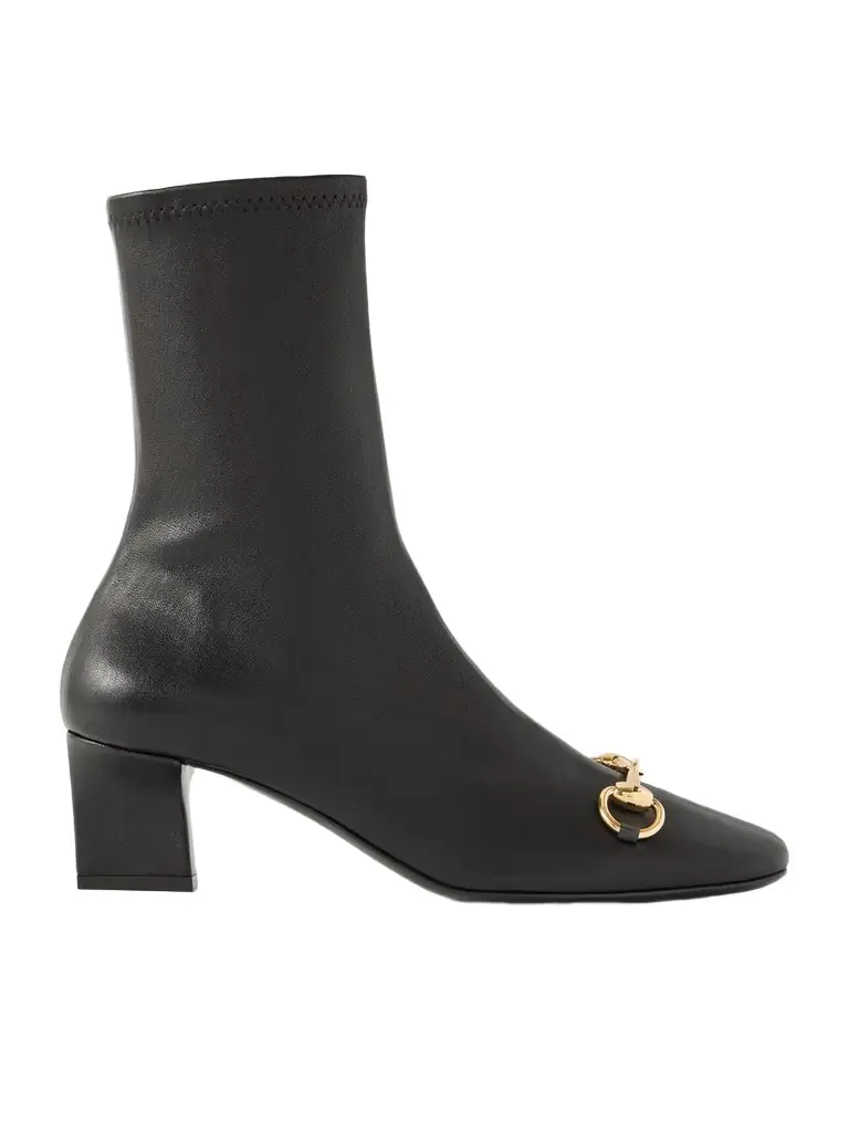 Gucci Signora Horsebit-embellished Leather Ankle Boots