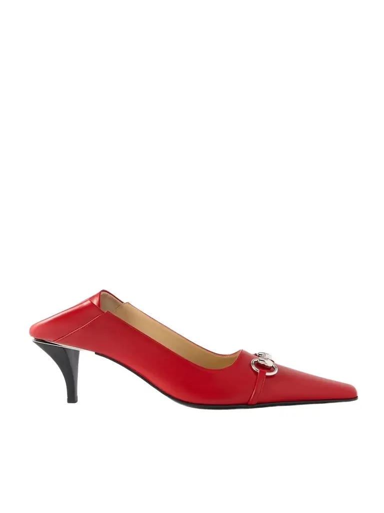 Gucci Vittoria Collapsible-heel Horsebit-embellished Leather Pumps