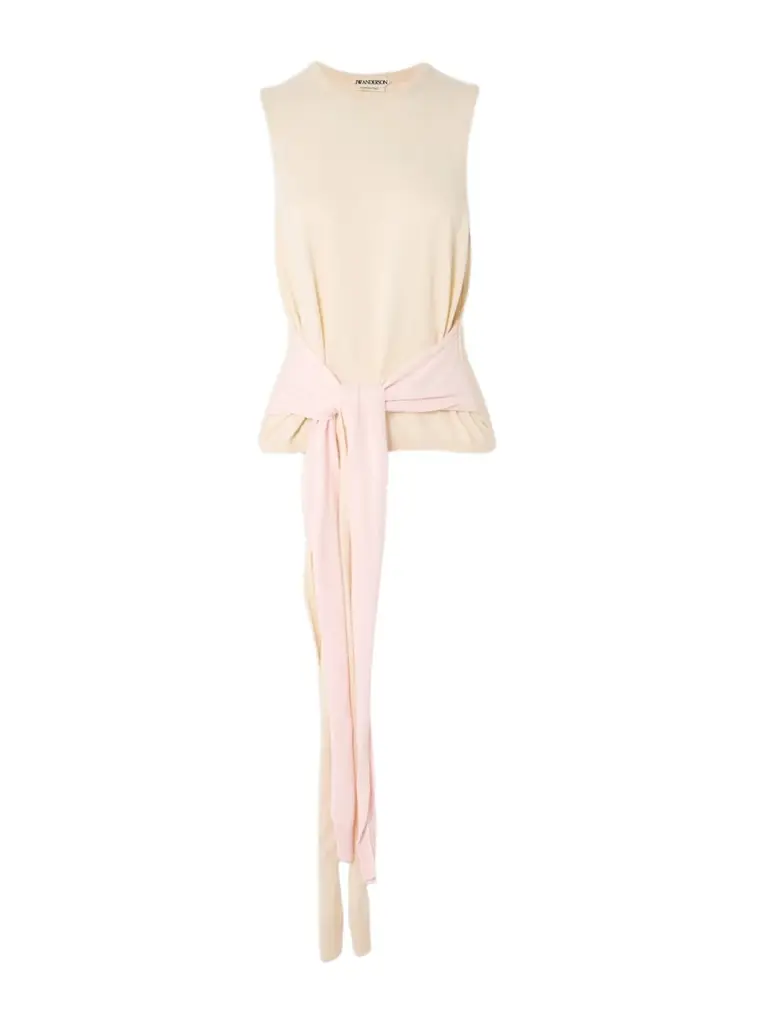 JW Anderson Tie-detailed Cotton And Cashmere-blend Tank