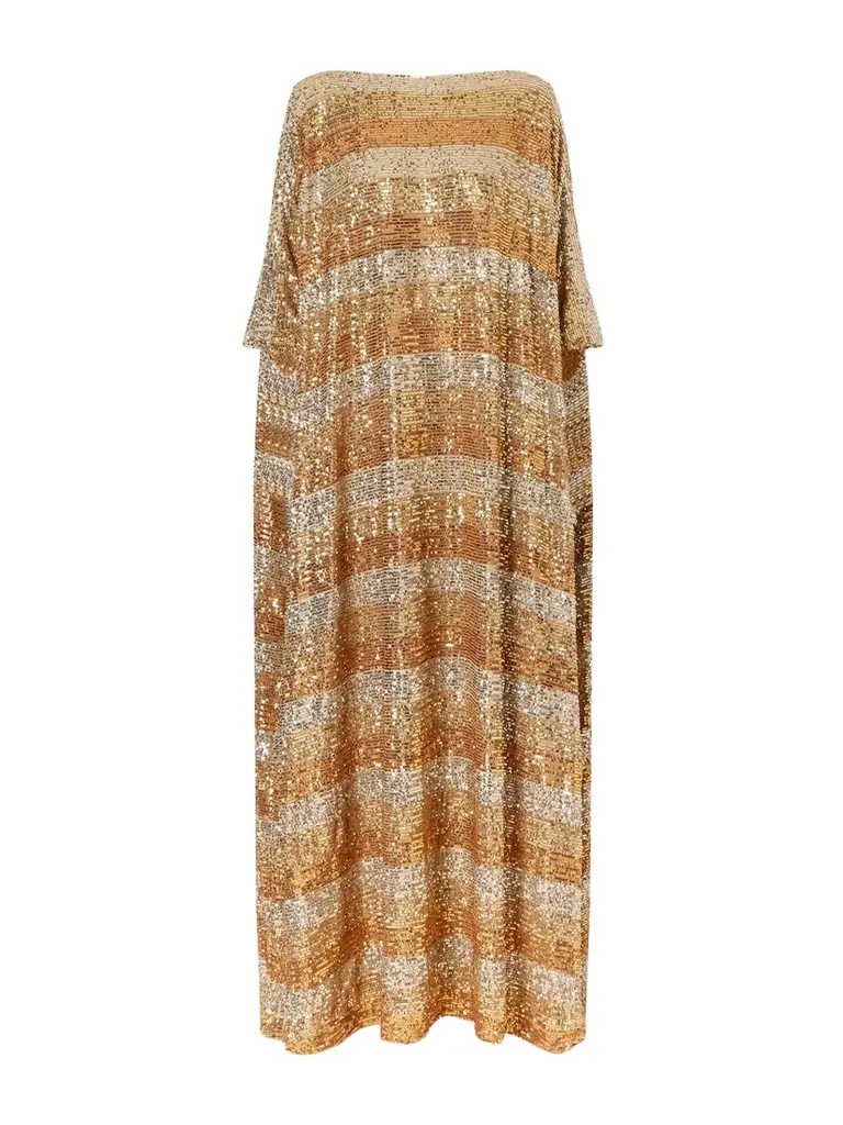 Dima Ayad Striped Sequined Crepe Kaftan