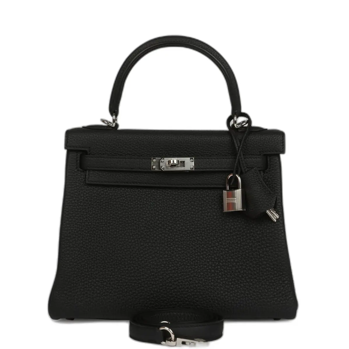 hermes Hermes Kelly Retourne 25 Black Togo Palladium Hardware