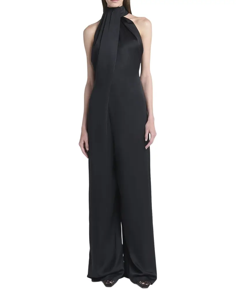 Stella McCartney Envers Draped Satin Halterneck Jumpsuit