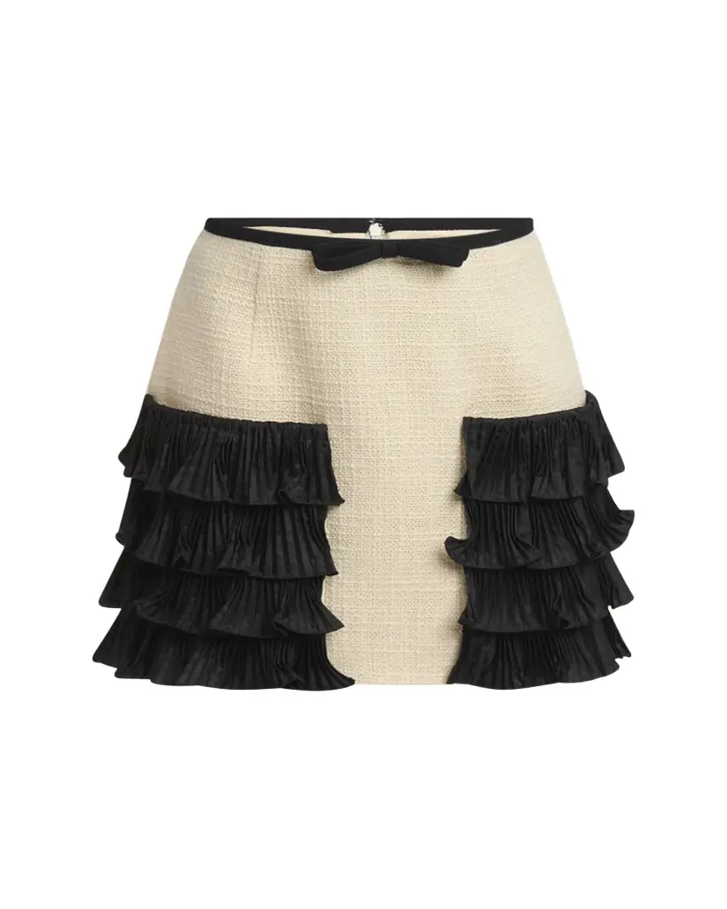Valentino Garavani Tiered Ruffle Tweed Mini Skirt