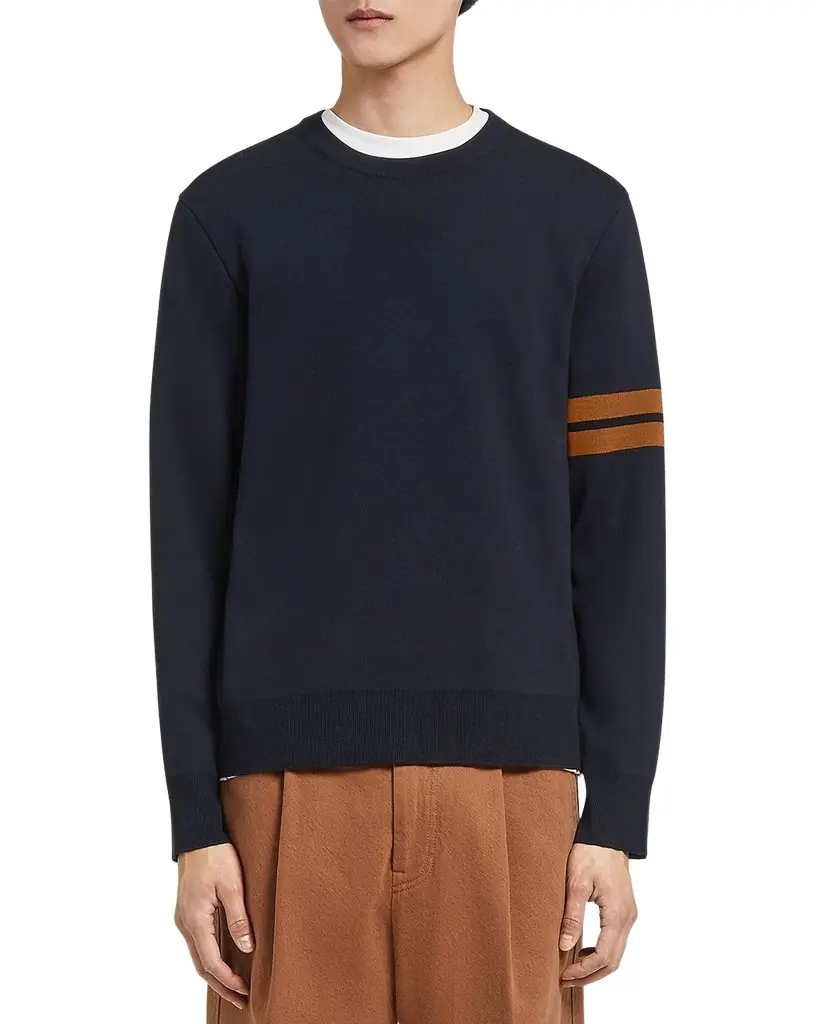 ZEGNA Men's Signifier Stripe Wool Crewneck Sweater