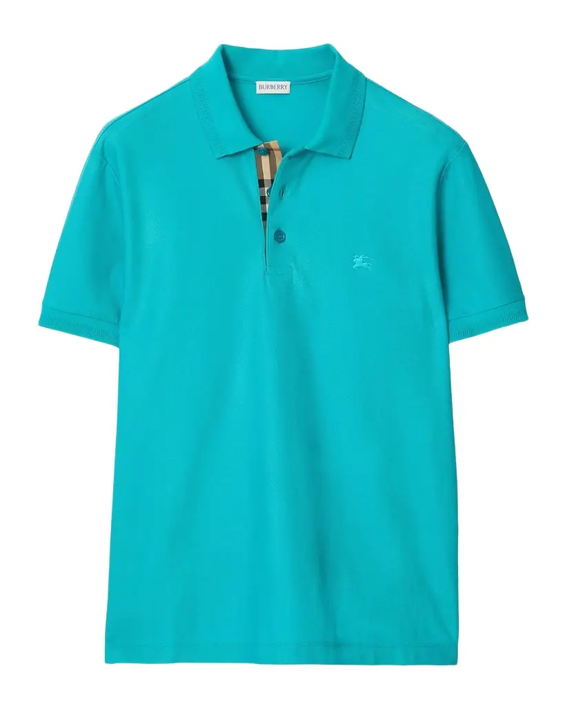 Burberry Men's Check-Placket Slim Fit Cotton Polo Shirt