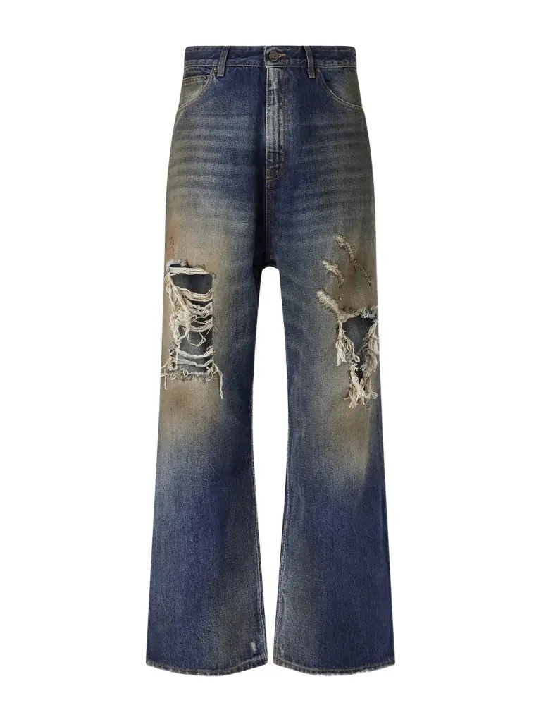 Vetements Trashed Wide-Leg Distressed Jeans - Men