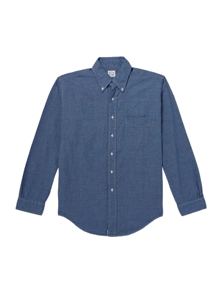 OrSlow Button-Down Collar Checked Cotton-Chambray Shirt - Men