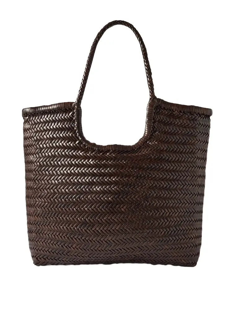 Dragon Diffusion Ns Diagonal Triple Jump Woven Leather Tote