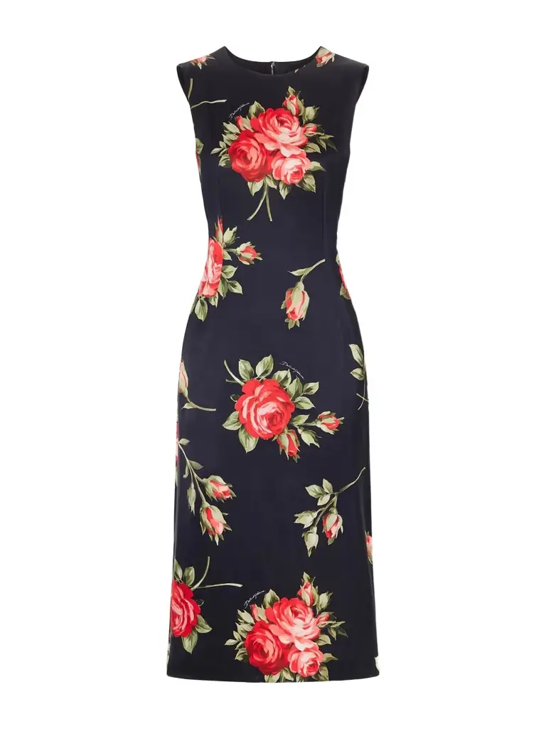 Dolce & Gabbana Florlal-print Satin Midi Dress