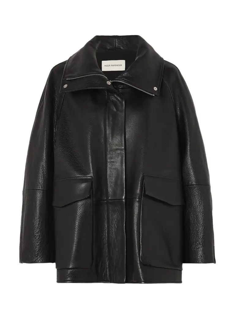 Nour Hammour Ansel Oversized Textured-leather Jacket