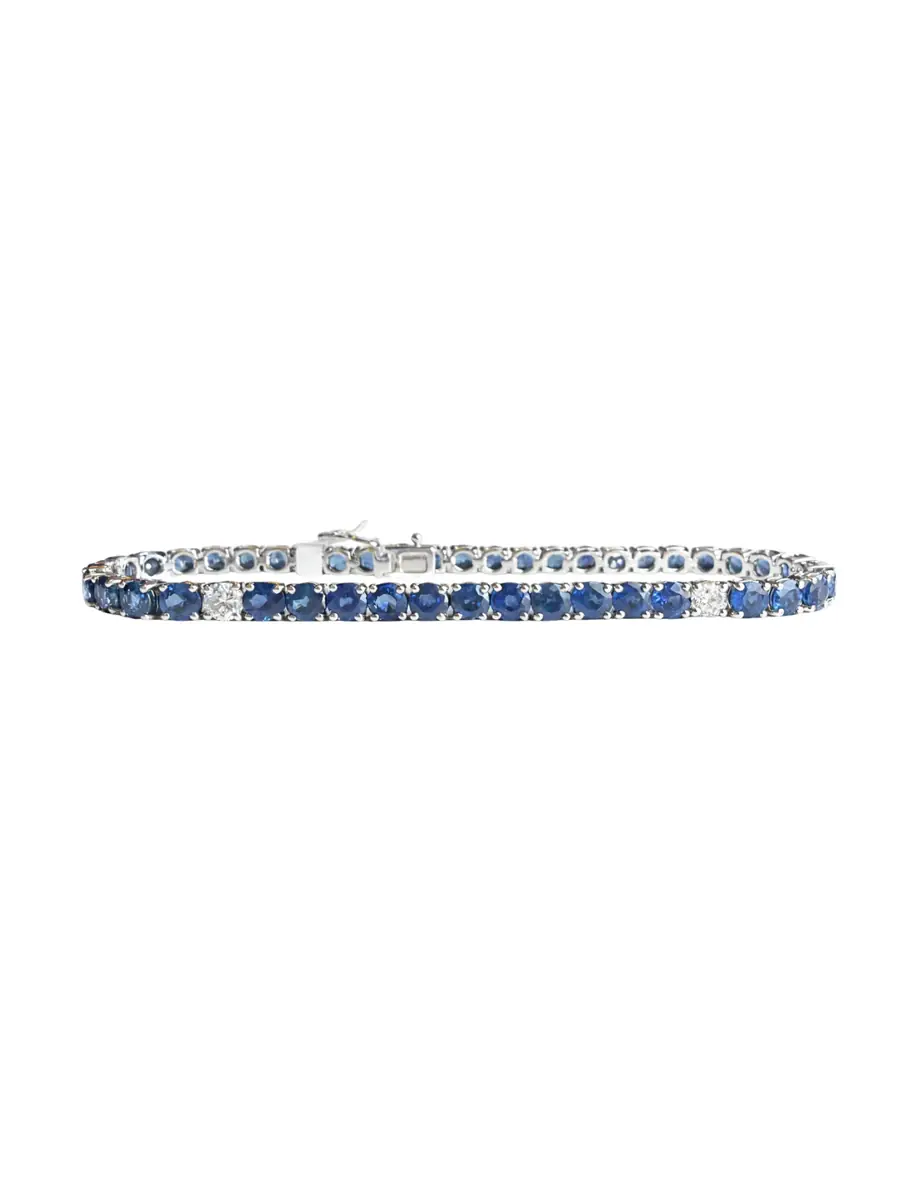 Wish Fine Jewelry 11.85ct Sapphire Diamond 18K Gold Tennis Bracelet