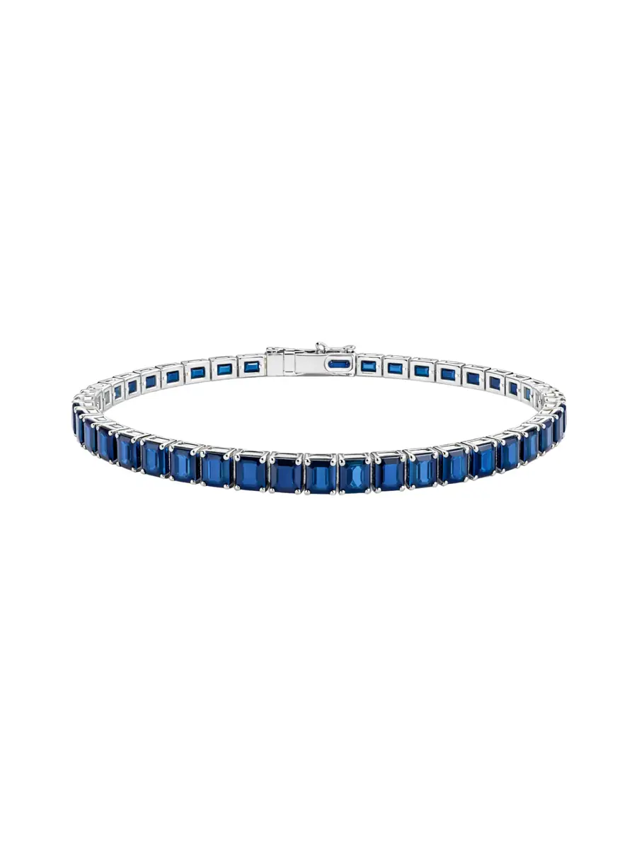 Wish Fine Jewelry 18.02ct Blue Sapphire 18K Gold Tennis Bracelet