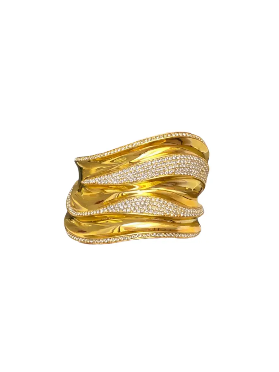 Wish Fine Jewelry 6.87ct Diamond 14K Gold Statement Bangle Bracelet