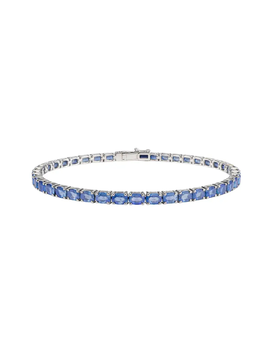 Wish Fine Jewelry 9.45ct Sapphire 18K Gold Tennis Bracelet