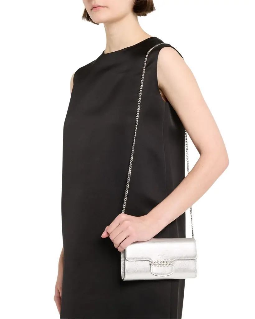 Jimmy Choo Bing Crystal Metallic Leather Wallet