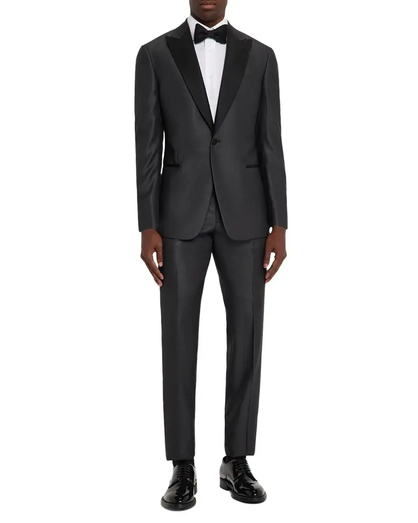 Giorgio Armani Men 's Micro-Dot Silk Peak Lapel Tuxedo