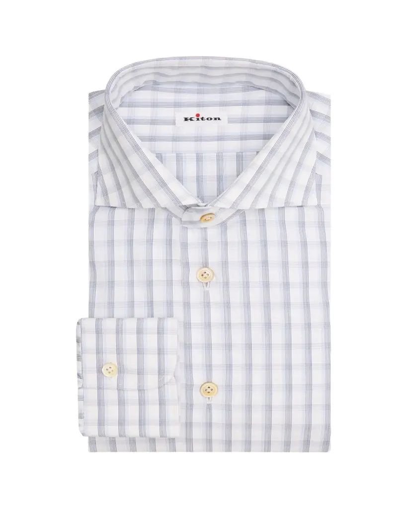 Kiton Men's Check Cotton Dress Shirt