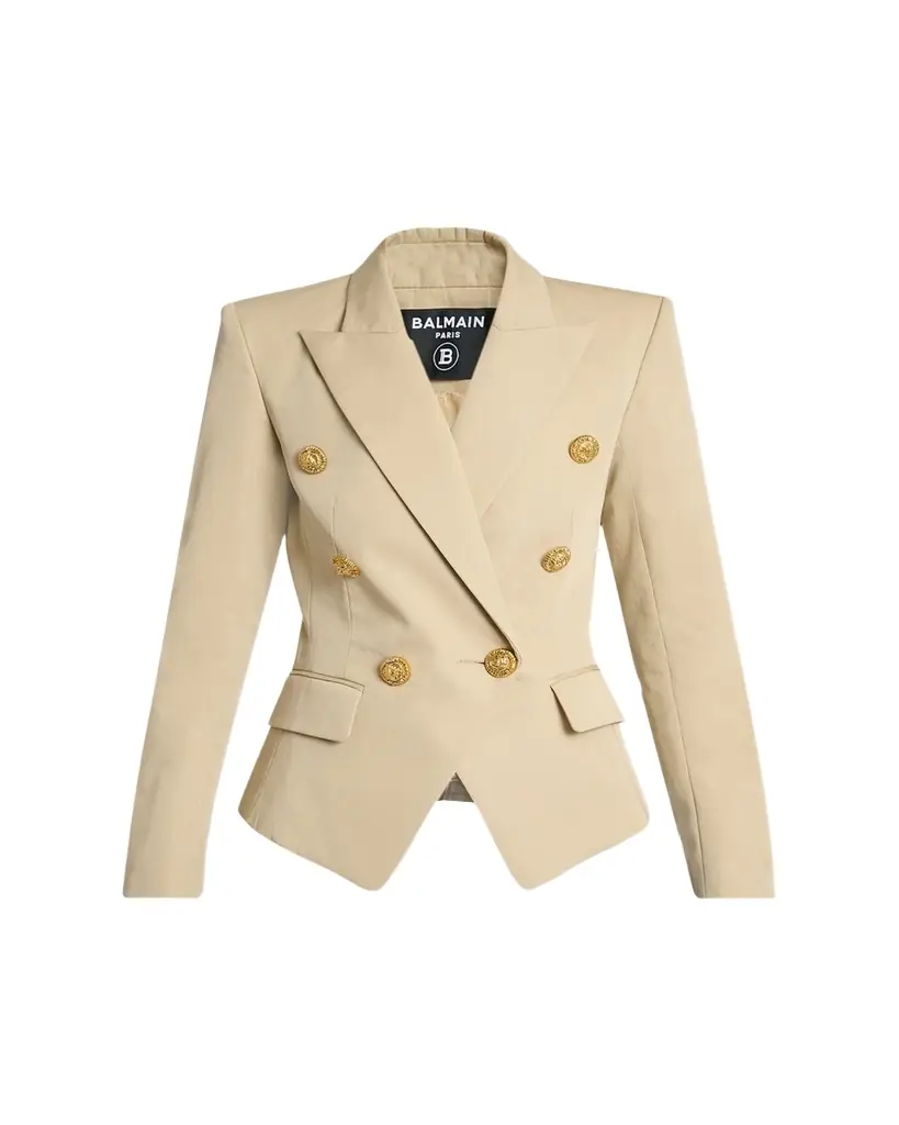 Balmain 6-Button Double-Breasted Gabardine Jacket