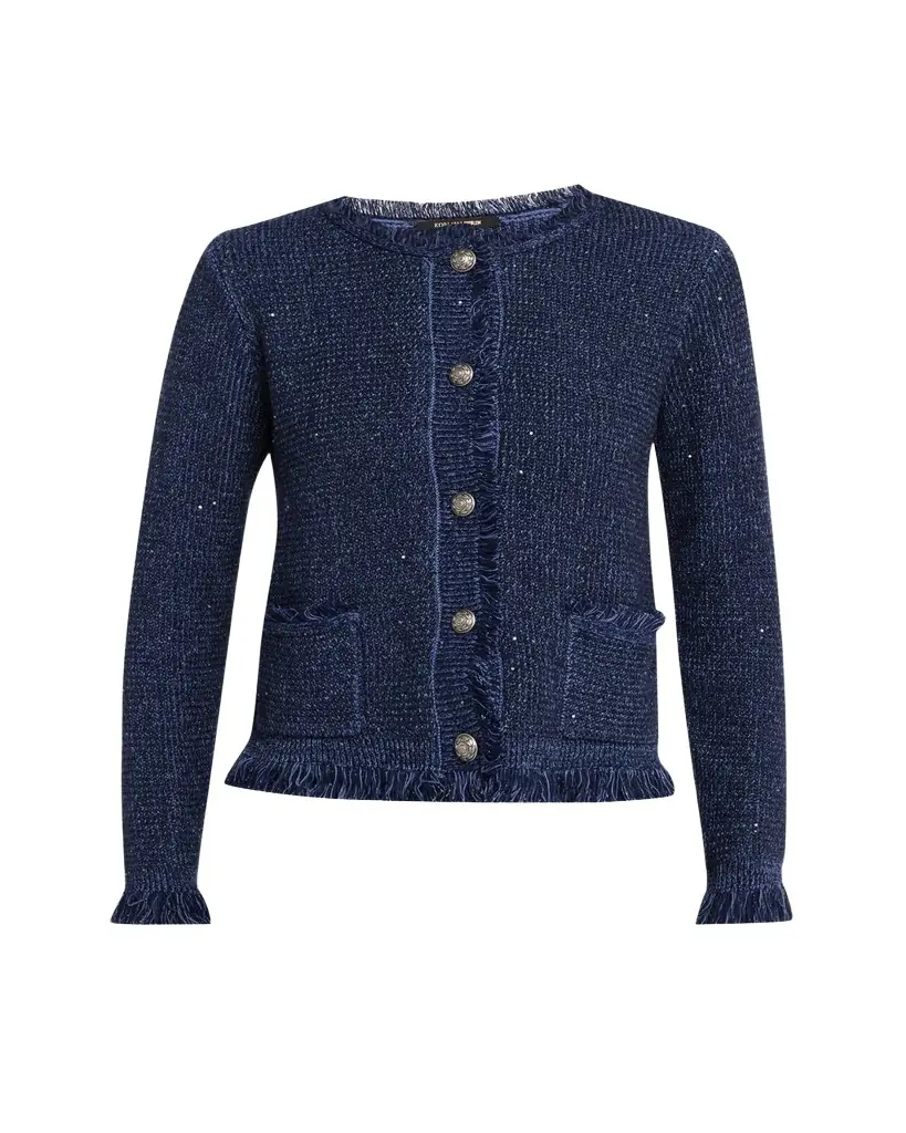 Kobi Halperin Kailey Fringe-Trim Sequin Knit Sweater