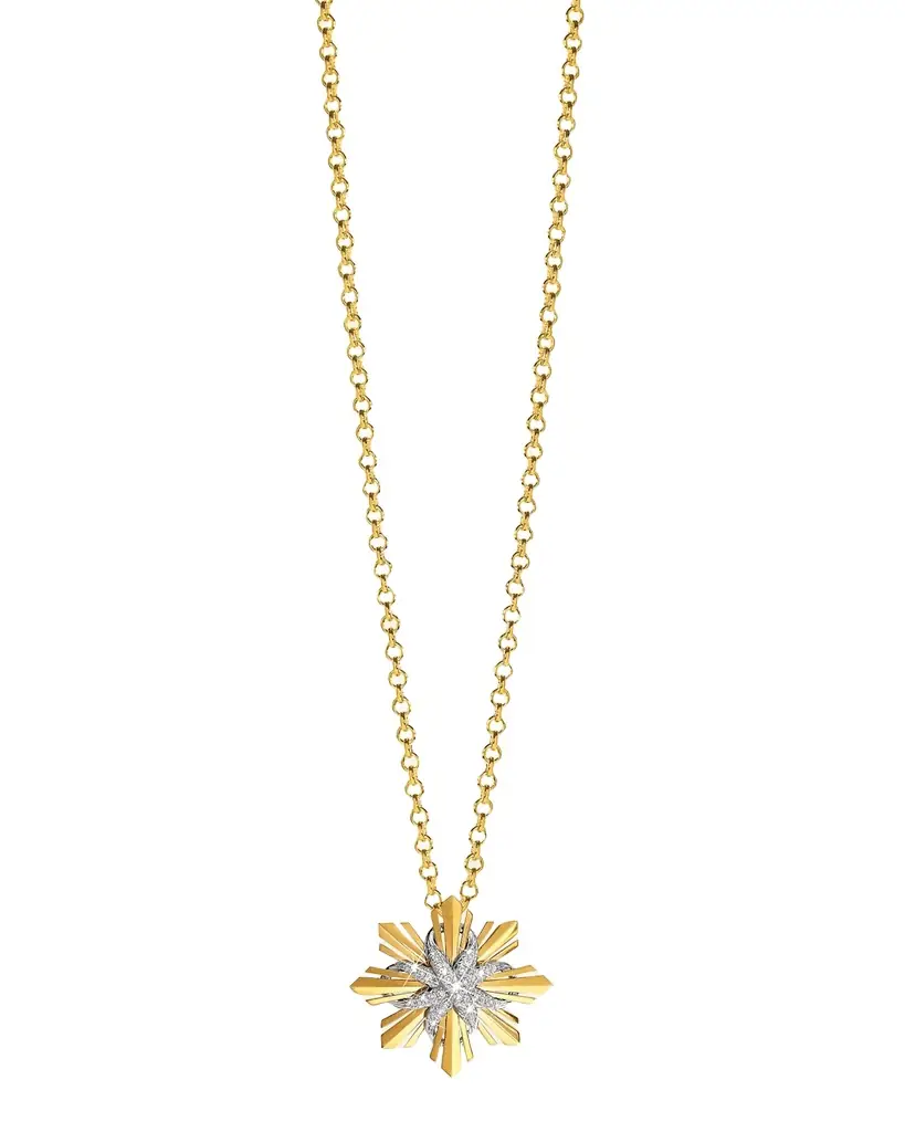 Verdura Platinum and 18K Yellow Gold Diamond Etoile Mini Pendant Necklace