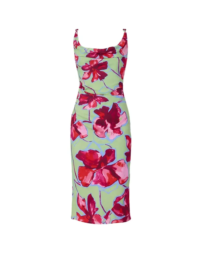 Diane von Furstenberg Delaney Ruched Cowl-Neck Midi Dress