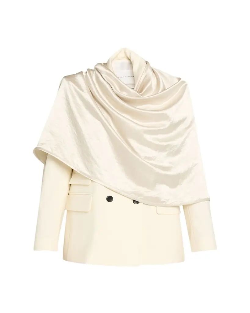 MARIA MCMANUS Draped Satin Cloak Double-Breasted Blazer