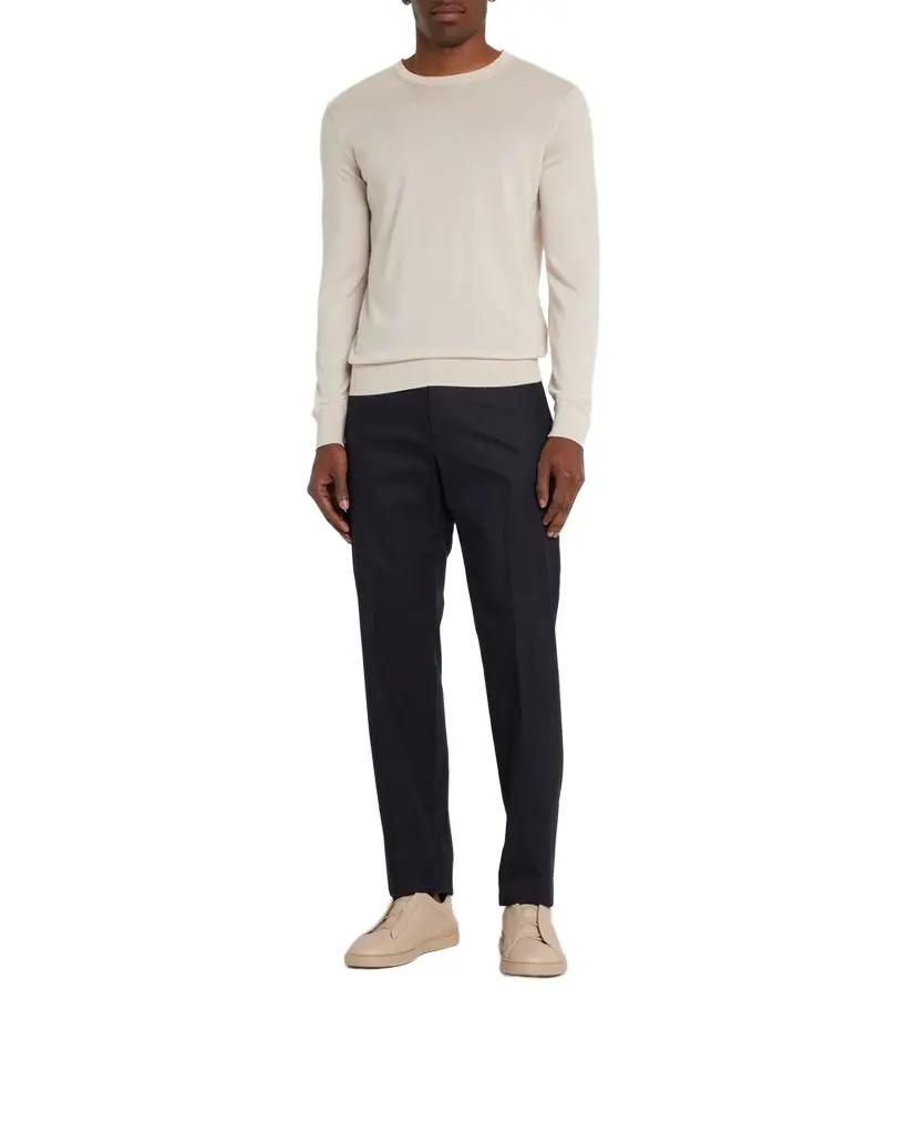 ZEGNA Men 's Triple Stitch Deerskin Leather Sneakers