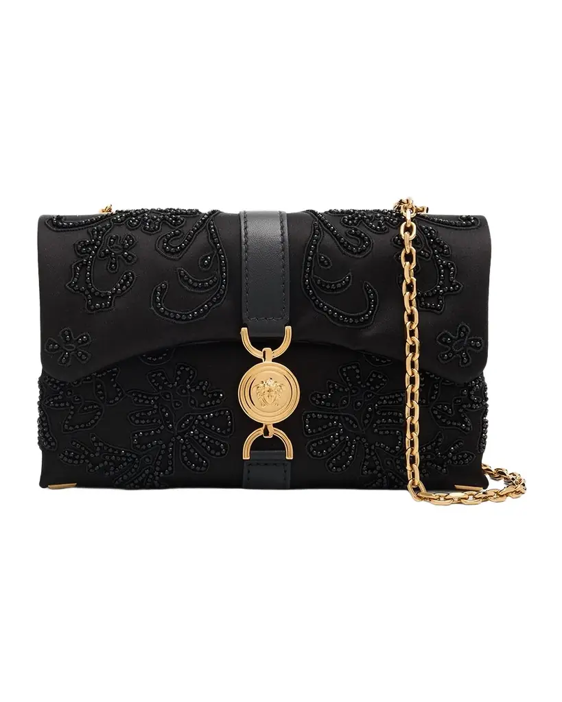 Versace Medusa 95 Beaded Satin Crossbody Bag