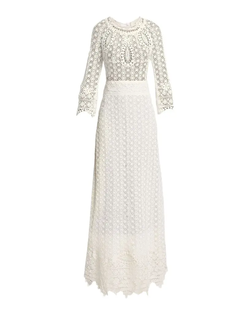 Isabel Marant Hayra Guipure Lace Long-Sleeve Maxi Dress