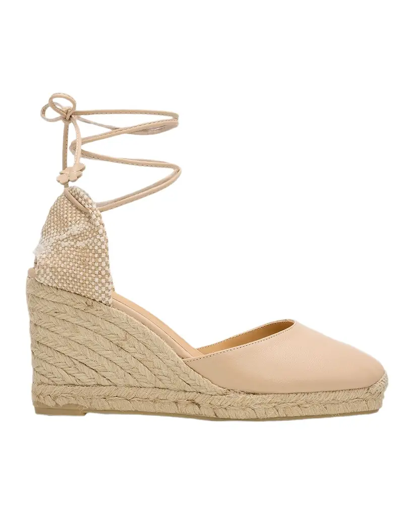 Castaner 90mm Carina Leather Espadrille Wedge Sandals