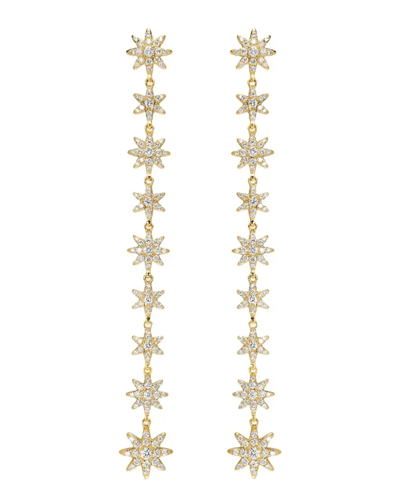 David Yurman Starburst Drop Earrings with Diamonds in 18K Gold, 70mm