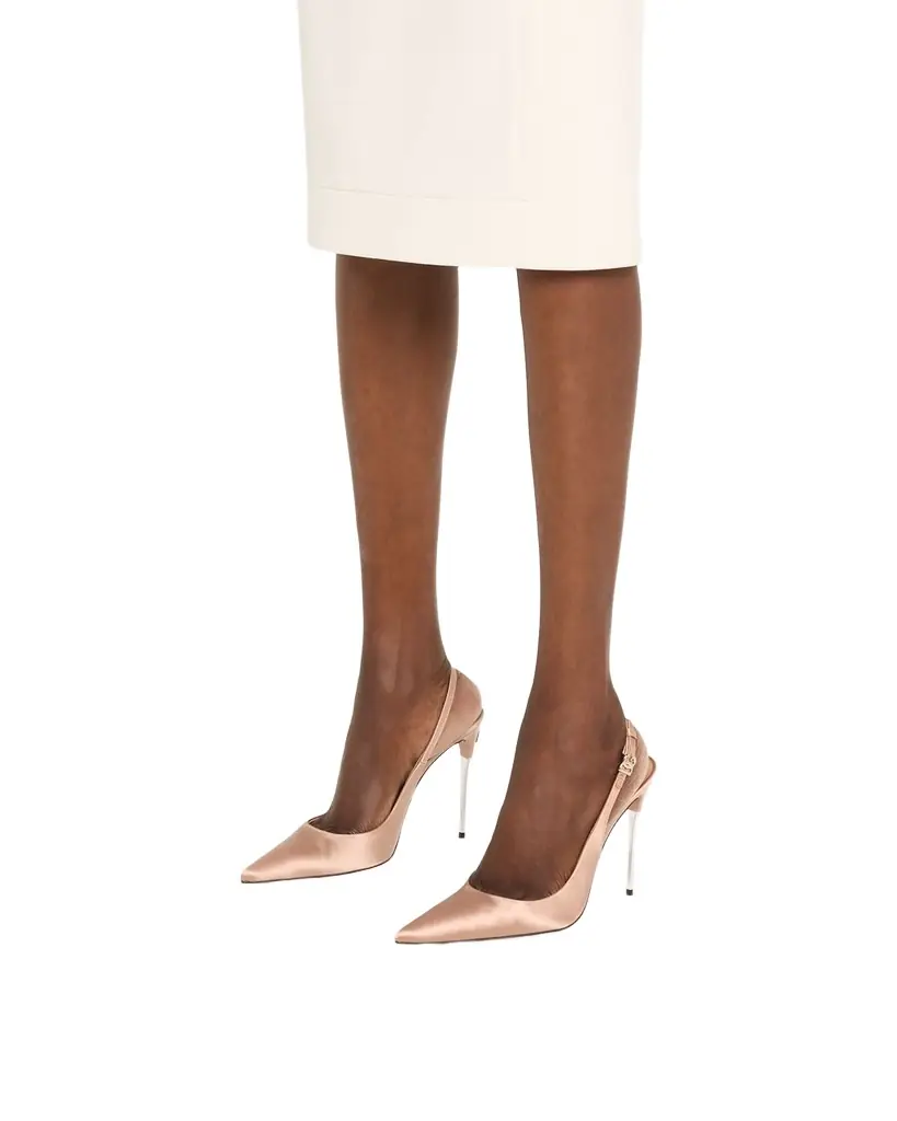 Dolce & Gabbana Satin Metallic-Stiletto Slingback Pumps